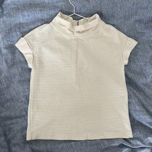 Anthropologie Postmark Rolled Short Sleeve Cowl Neck Top Ivory Size S